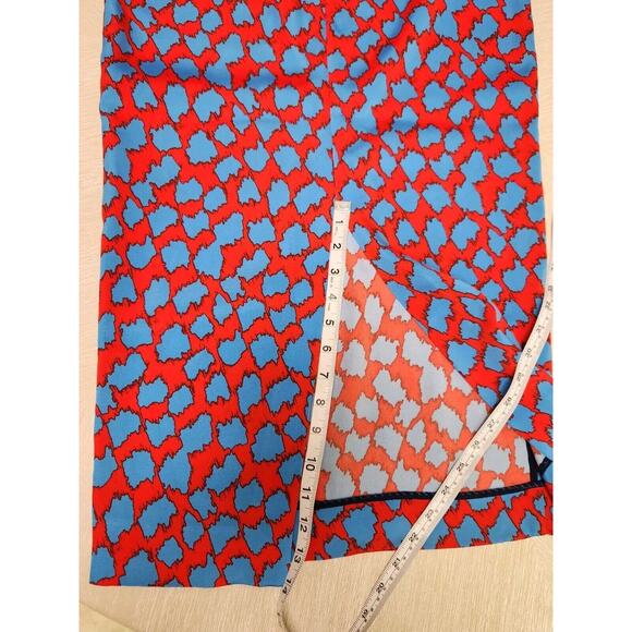 Diane Von Furstenberg Women's Printed Pencil Midi Skirt Slit Red Blue Size 4 - Picture 6 of 10